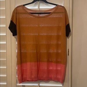 LOFT Women's Colorblock Top - Brown and Pink